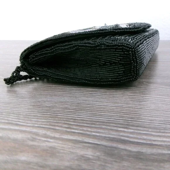 Vintage Beaded Art Deco Style Crossbody Purse Shoulder Bag Multi Color Black Red - Picture 8 of 13